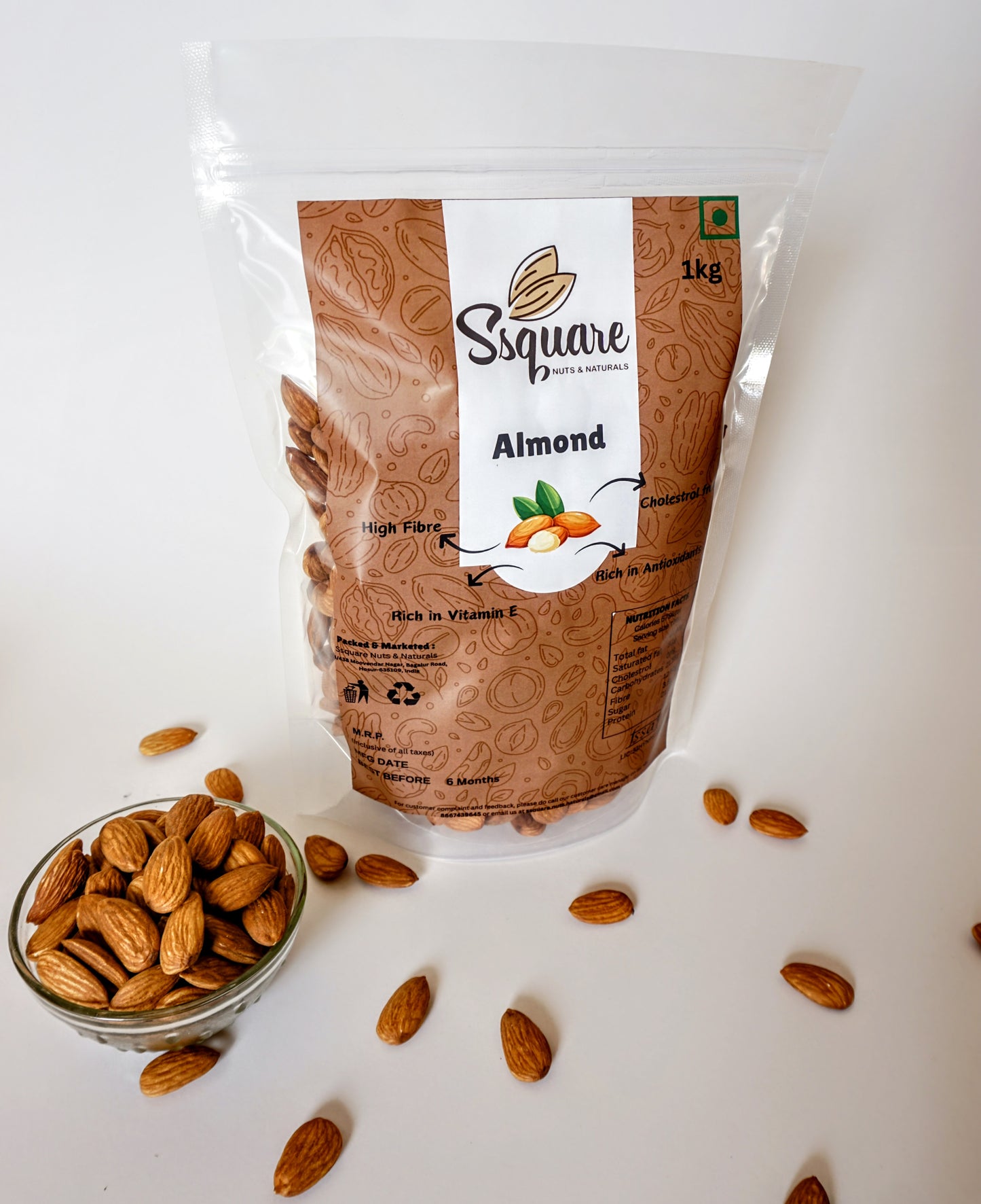 SSquare Jumbo Almonds/Badam, Whole natural premium nuts | SSquare Nuts & Naturals