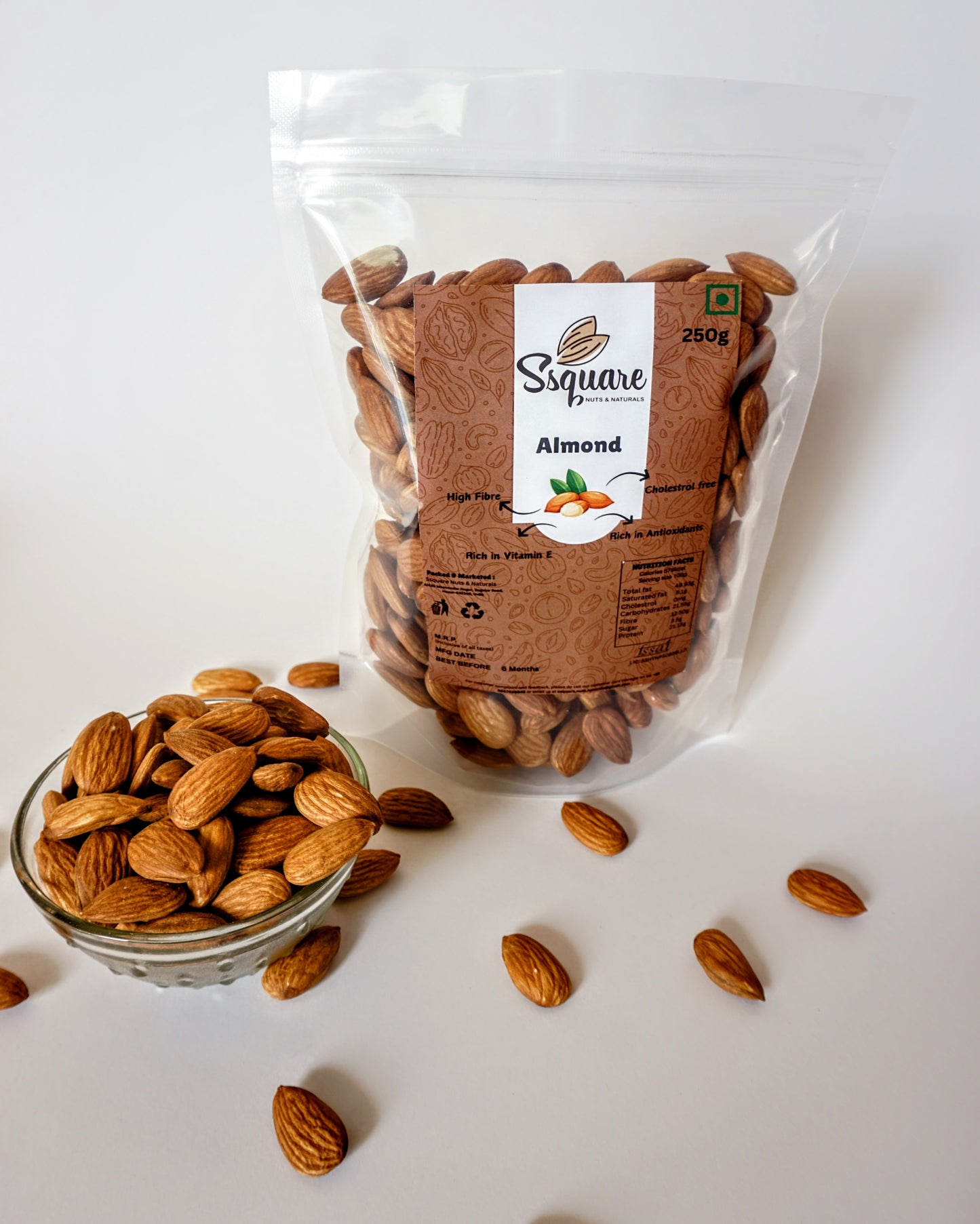 SSquare Jumbo Almonds/Badam, Whole natural premium nuts | SSquare Nuts & Naturals