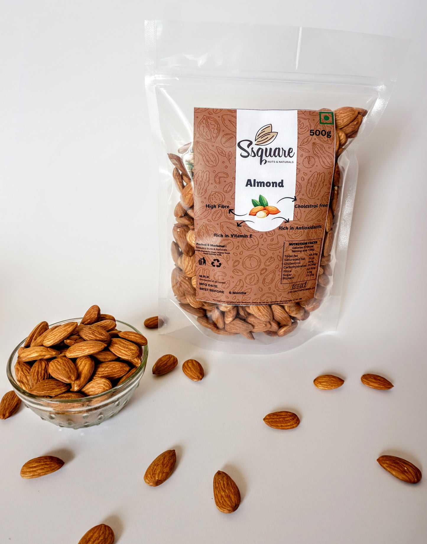 SSquare Jumbo Almonds/Badam, Whole natural premium nuts | SSquare Nuts & Naturals