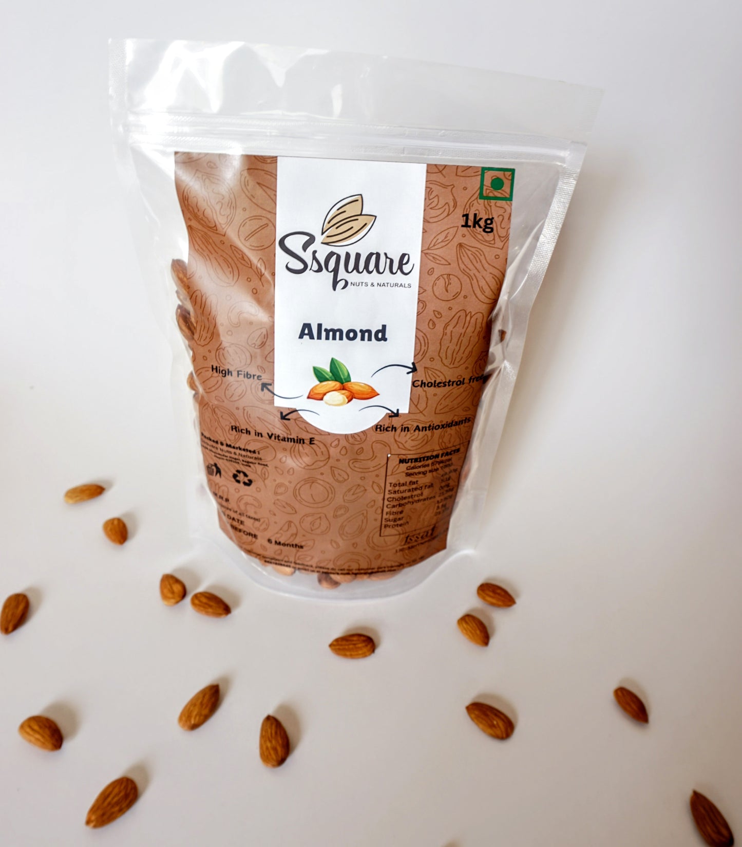 SSquare Jumbo Almonds/Badam, Whole natural premium nuts | SSquare Nuts & Naturals